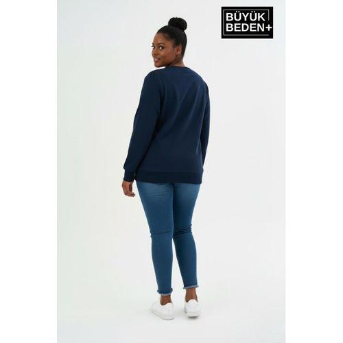 Kadın Büyük Beden MİLANO İTALiA Baskılı Bisiklet Yaka Sweatshirt SPR26BSWK956-9