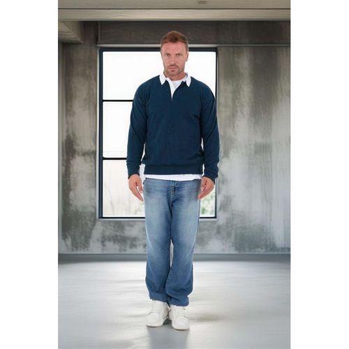 Polo Yaka Selanik Örme Kumaş Erkek Sweatshirt - Prusya Mavisi