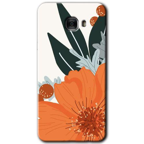 Galaxy C7 Kılıf HD Desen Baskılı Arka Kapak - Portakal Çiçeği + Kırılmaz Cam