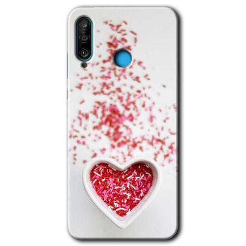 Huawei P30 Lite HD Baskılı Kılıf + 9D Tam Ekran Koruyucu - Kalpli Şekerleme