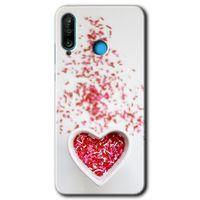 Huawei P30 Lite HD Baskılı Kılıf + 9D Tam Ekran Koruyucu - Kalpli Şekerleme