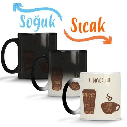 I Love Coffe Sihirli Kupa Bardak Porselen