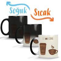 I Love Coffe Sihirli Kupa Bardak Porselen