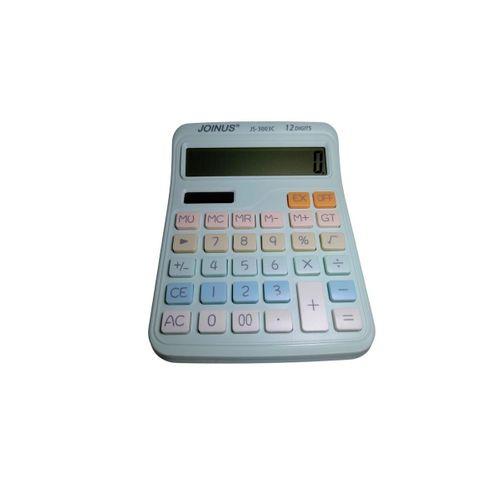 JOINUS JS-3003 - 12 HANE HESAP MAKİNESİ ( Pilli / Güneş Enerjili) BUZ MAVİ / Renkli Tuş Takımı
