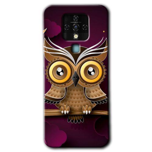 Tecno Camon 16 HD Baskılı Kılıf + 9D Tam Ekran Koruyucu - Owl Bird Branch