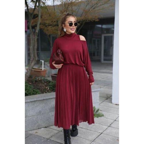 Kadın Triko Plise Ve Tül Detay Iki Parça Elbise