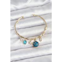 Gezegen Charmlı Gold Renk Pirinç Kadın Bileklik