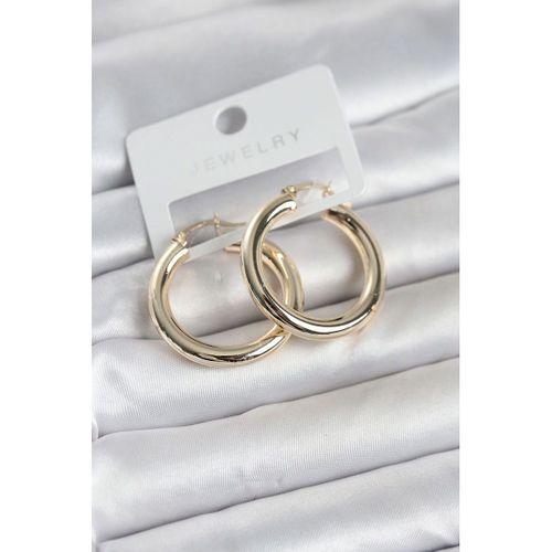 Gold Renk Pirinç Halka 30 mm Kadın Küpe