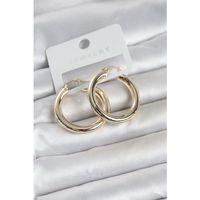 Gold Renk Pirinç Halka 30 mm Kadın Küpe