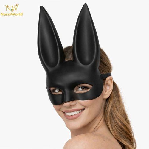 Uzun Kulaklı Siyah Lüks Tavşan Maskesi