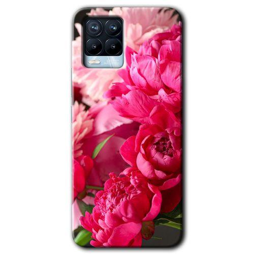 BeRa Aksesuar Realme 8 Pro Kılıf Baskılı Kapak - Kırmızı Beyaz Gül +Tam Kaplayan Mat Seramik