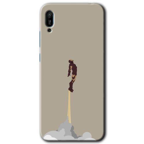 MRCİLETİSİM Huawei Y6 2019 Kılıf Kapak - İronman-Airport +Hayalet Ekran Yandan Gözükmez