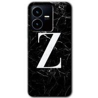 Vivo Y22s Kılıf HD Desen Baskılı Arka Kapak - Siyah Mermer Desenli Z Harfi
