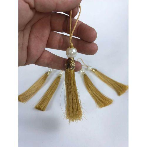 FdayAksesuar Püskül Vizon Gold Kapaklı İncili Püskül 5 Adet Boy 12 Cm