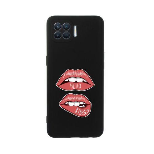 Oppo Reno 4 Lite Hello Kiss Premium Silikonlu Siyah Telefon Kılıfı