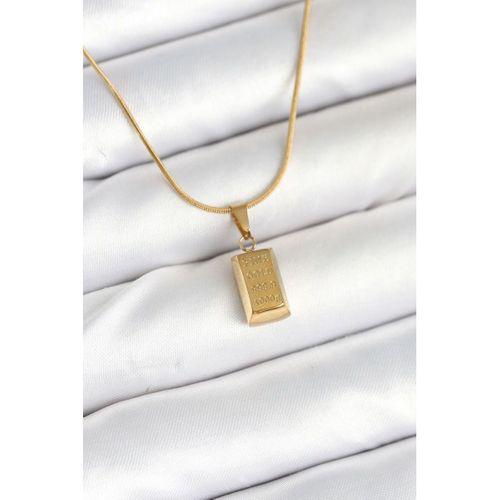 316L Çelik Gold Renk Mini Külçe Altın Model Kolye