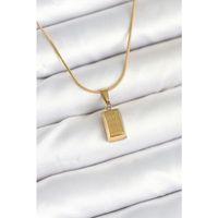 316L Çelik Gold Renk Mini Külçe Altın Model Kolye