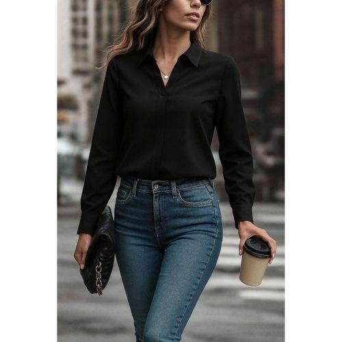 Kadın Uzun Kollu Yakalı Trikoton Gömlek