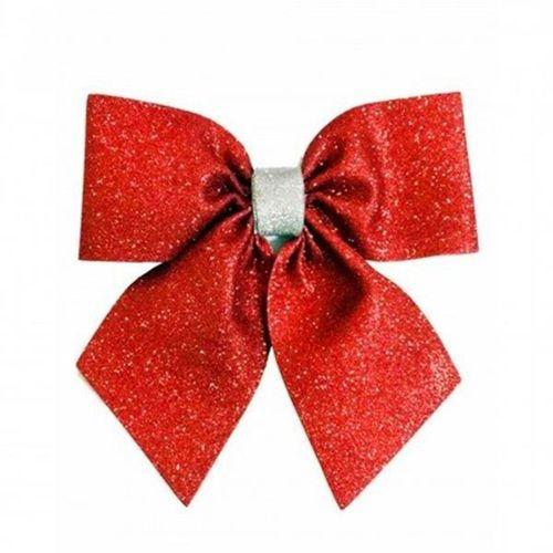 Yılbaşı Dekoratif Büyük simli fiyonk kırmızı 25cm