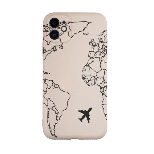 iPhone 11 Uyumlu World Map Lines Desenli Kamera Korumalı Lansman Kılıf Premium Silikonlu