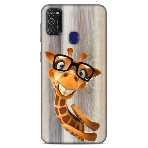 Lopard Samsung Galaxy M21 Uyumlu Kılıf GameX (43) Thin Fit Kılıf Gözlüklü Zürafa