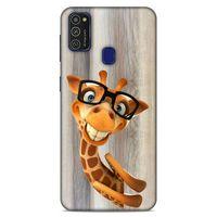 Lopard Samsung Galaxy M21 Uyumlu Kılıf GameX (43) Thin Fit Kılıf Gözlüklü Zürafa