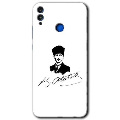 Potkal Hediye Fabrikası Honor 8x Kılıf HD Desen Baskılı Arka Kapak - Kemal Atatürk İmza