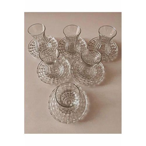 Alin Adela 6'lı Cam Çay Tabağı Çay Tabak Altlığı Royaleks-RYG8030