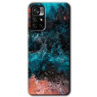 MRCİLETİSİM Xiaomi Redmi Note 11T Kılıf HD Desen Baskılı Arka Kapak + Temperli Cam - Liquid Colorfull