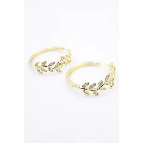 Taşlı Halka Küpe - Altın