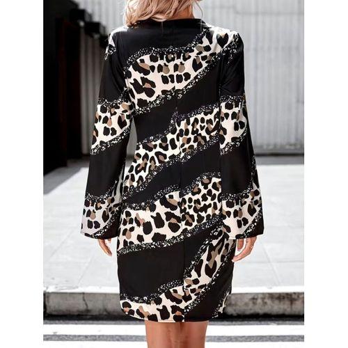 Kadın Uzun Kollu Kruvaze Yakalı Asimetrik Detaylı Mini Modal Elbise