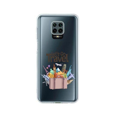 Redmi Note 9 Pro Let's Go Travel Desenli Premium Şeffaf Silikon Kılıf