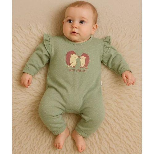 Kirpi Nakışlı % 100 Pamuk Kız Bebek Tulum