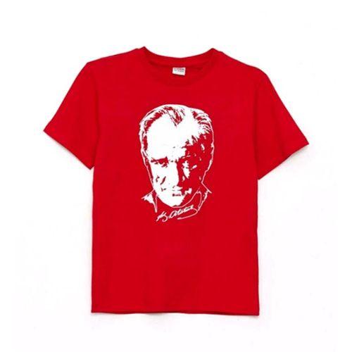 Atatürk Baskılı Kısa Kollu Bisiklet Yaka Çocuk Tişört 9-12 yaş