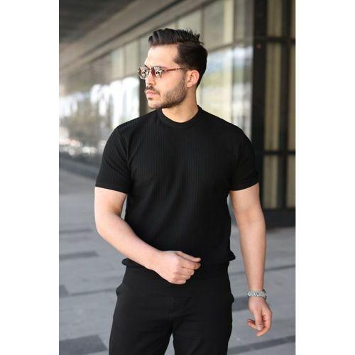 Erkek Bisiklet Yaka Petek Dokulu Kısa Kollu Triko Tişört