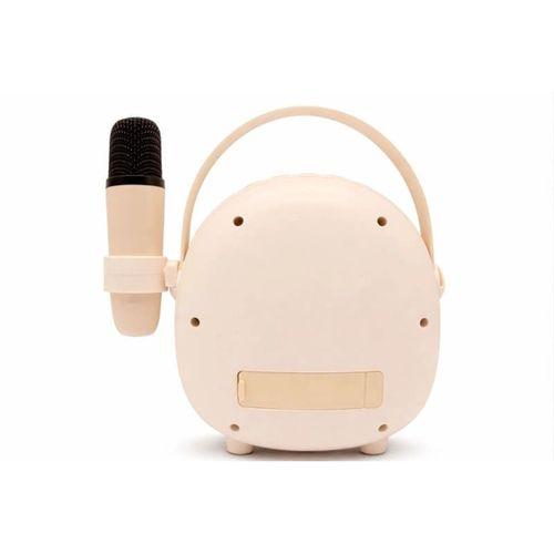 Çocuklara Özel Retro Tasarımlı Bluetooth Karaoke Mikrofon Ve Ahşap Tripodlu – Beyaz