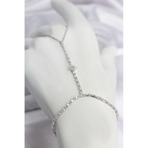 Gümüş Renk Pirinç Zirkon Taşlı Yıldız Model Şahmeran