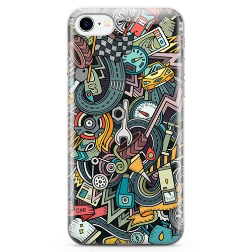 Apple iPhone 8 Kılıf Driver Doodle Arka Kapak Koruma Desenli Full Koruyucu