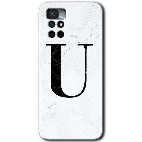 Redmi Note 11 4G Kılıf HD Desen Baskılı Arka Kapak - Beyaz Mermer Desenli U Harfi