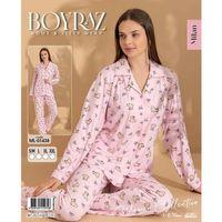 Boyraz Ml-01438 Kadın Uzun Kol Boydan Düğmeli Pijama Takımı