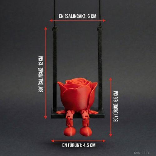 Salıncaklı Gül Figürlü Dikiz Aynası Süsü Araç İçi Dekoratif Asma Aksesuar