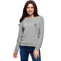 Gri Gömlek Illüstrasyon Kahverengi Baykuş Baykuş Baskılı Gri Kadın Sweatshirt