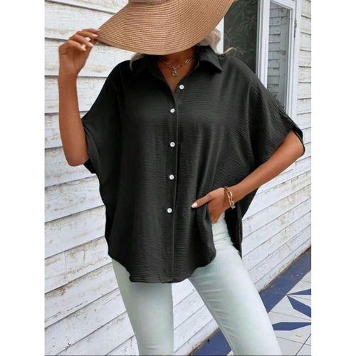 Kadın Aerobin Kumaş Oversize Kısa Kollu Gömlek