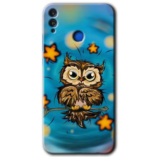 Honor 8x HD Baskılı Kılıf + 9D Tam Ekran Koruyucu - Owl Bird Stars