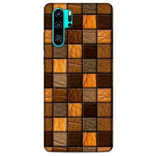 Huawei P30 Pro Kılıf Patchwork (32) Soft Silikon Kılıf Turuncu Kahve