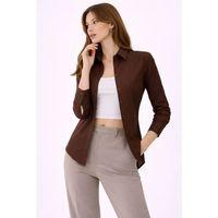 Uzun Kollu Gömlek Düğmeli Klasik Yaka Günlük Ve Ofis Şıklığına Uygun - Kahverengi