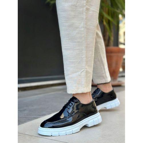 BA0237 Bağcıklı Rugan Klasik Yüksek Taban Siyah Casual Erkek Ayakkabı