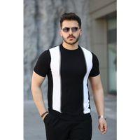 Erkek Viskon Kumaş Bisiklet Yaka çizgi Desenli Tişört