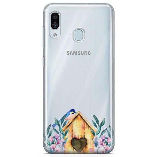 Samsung Galaxy A30 Kılıf Suluboya Kuş Yuvası Arka Kapak Koruma Desenli Full Koruyucu