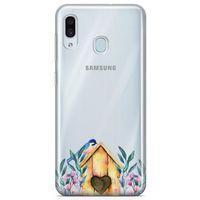 Samsung Galaxy A30 Kılıf Suluboya Kuş Yuvası Arka Kapak Koruma Desenli Full Koruyucu
